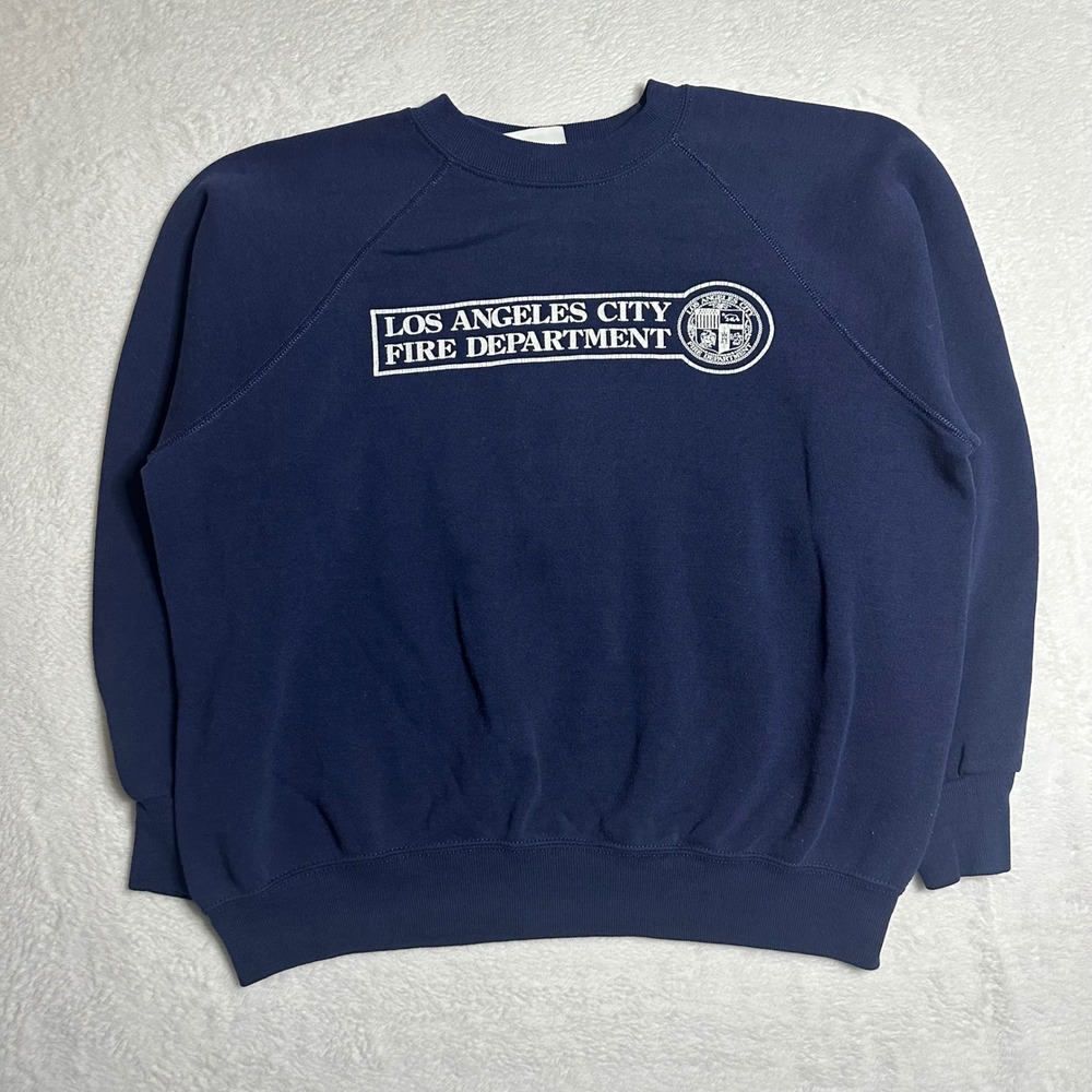 Vintage Bassett-Walker LAFD Los Angeles City Fire Department Sweatshirt Navy XL